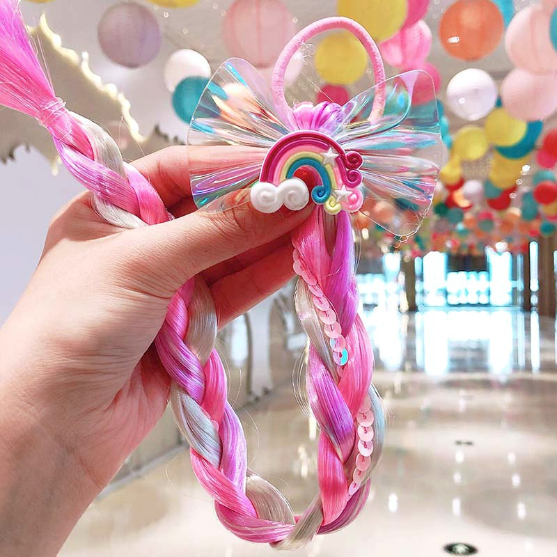 Dây buộc tóc thắt bím đính nơ nhiều màu sắc thời trang cho bé gái
