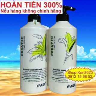 Cặp dầu gội xả Evuar Keratin 758ml x2 chống rụng tóc hiệu quả