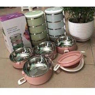Cặp lồng giữ nhiệt lúa mạch 4 tầng ruột inox