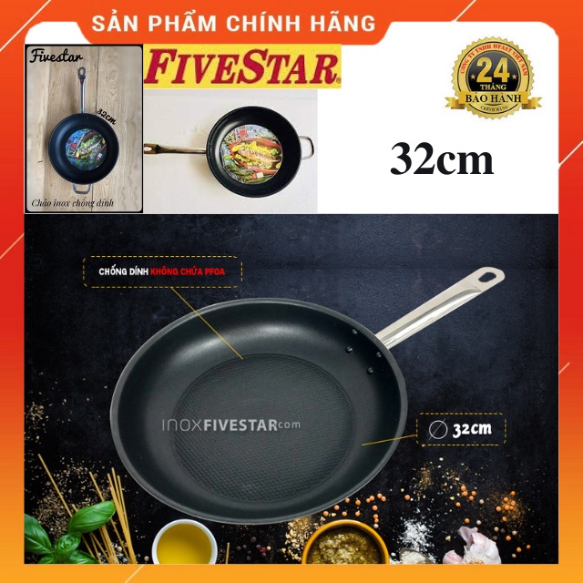 Chảo Chống Dính Fivestar 3 Đáy 32cm-Chảo đun bếp từ tốt,bền,đẹp,giá rẻ,Hàng Chính Hãng-Bảo Hành 5 Năm