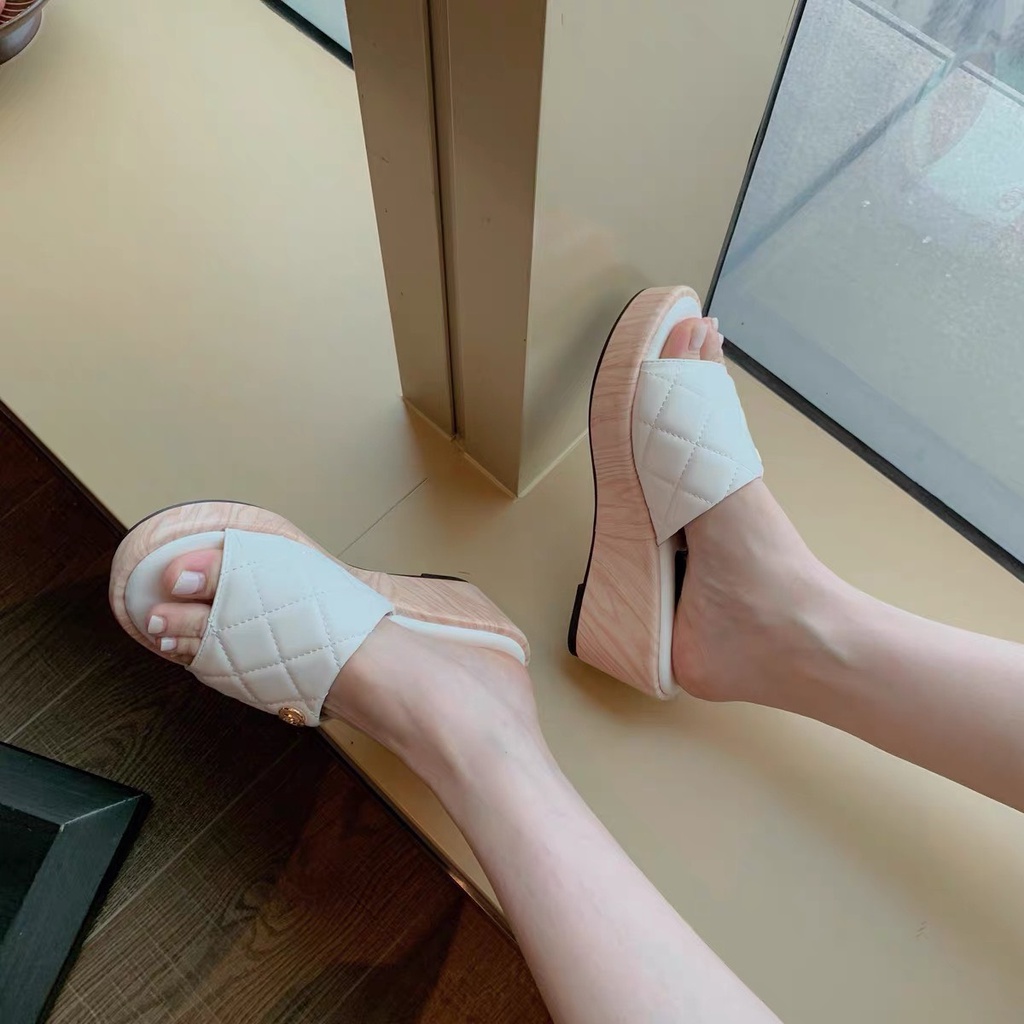 Dép Đế Xuồng Nữ Đế Gỗ Cao 6cm Cao Cấp QC TRINH LÊ SHOP GIÀY DÉP