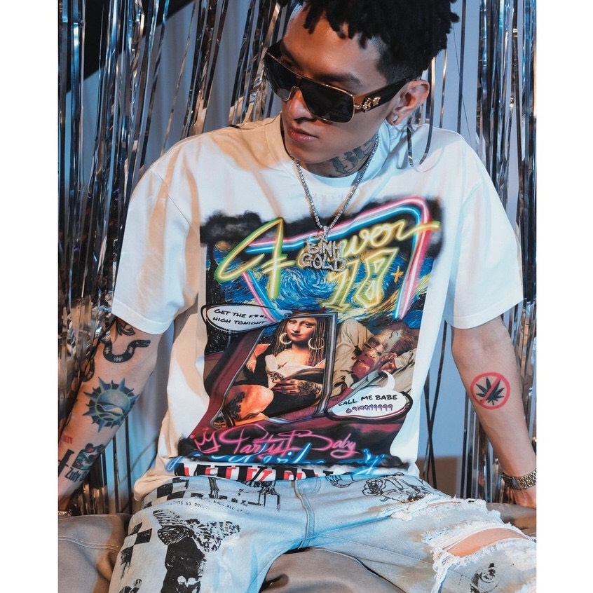 Áo Phông MIKENCO , Áo Thun Unisex MIKENCO Vangogh Form Rộng 100%Cotton Mát Mịn Thấm Hút Mồ Hôi.