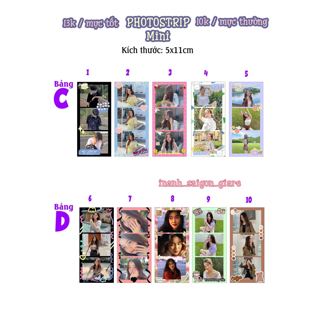 In ảnh PHOTOSTRIP - in ảnh LỤA thiết kế màu - in ảnh siêu dễ thương