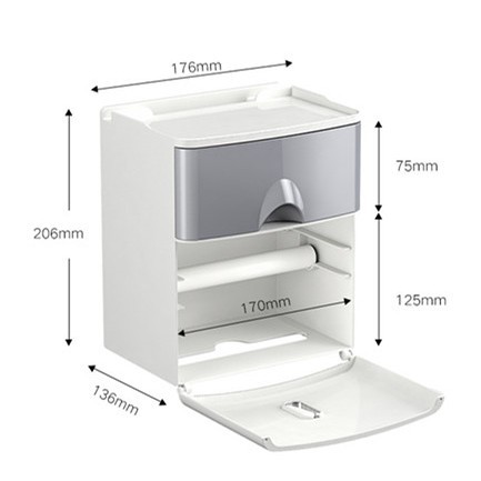 Oenen Tissue Box Nordic Style Bathroom Storage Box PP Environmental Protection Material 550g