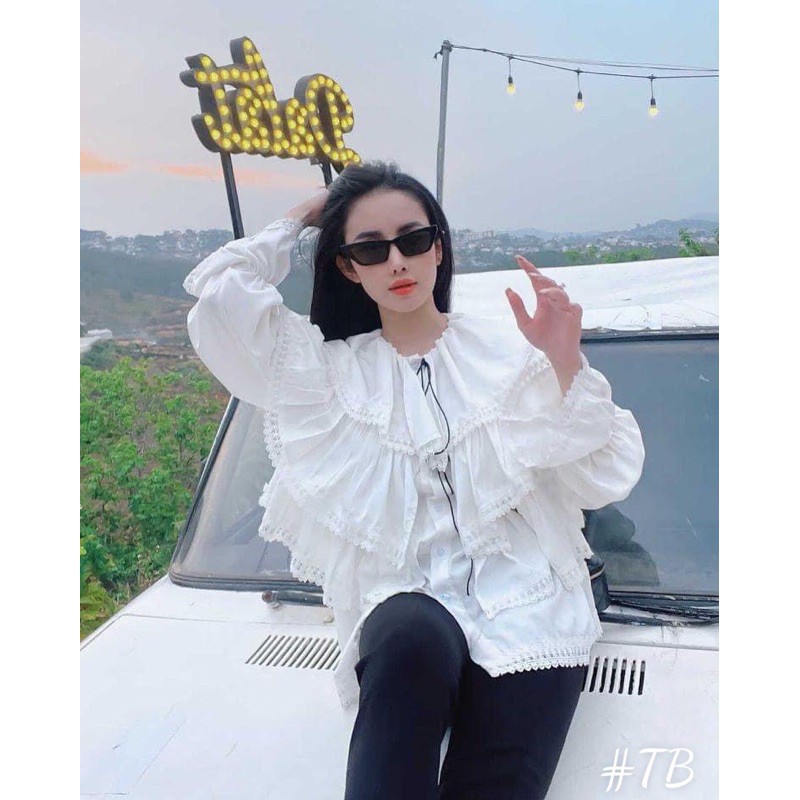 Áo sơmi tầng viền ren