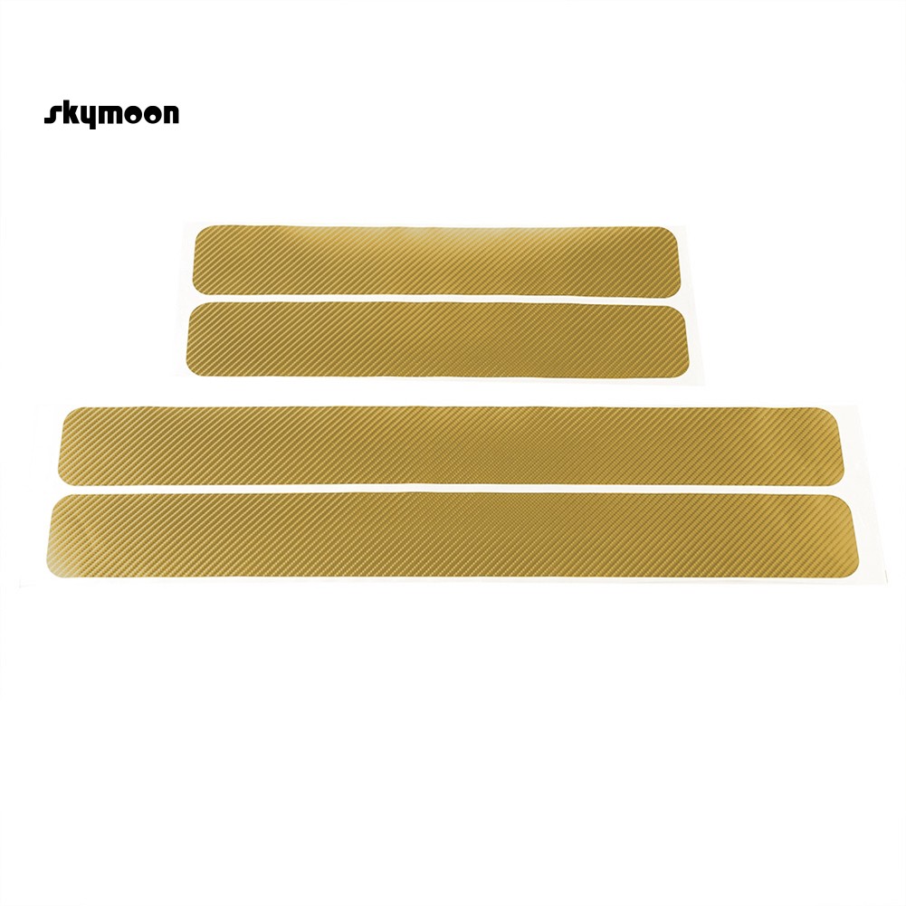 Bộ 4 miếng dán ngưỡng cửa chống xước họa tiết sợi carbon 3D dành cho xe hơi