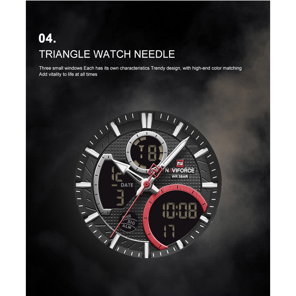 Đồng hồ thể thao NAVIFORCE NF9182 mặt thép không gỉ mạ bạc sang trọng dành cho nam