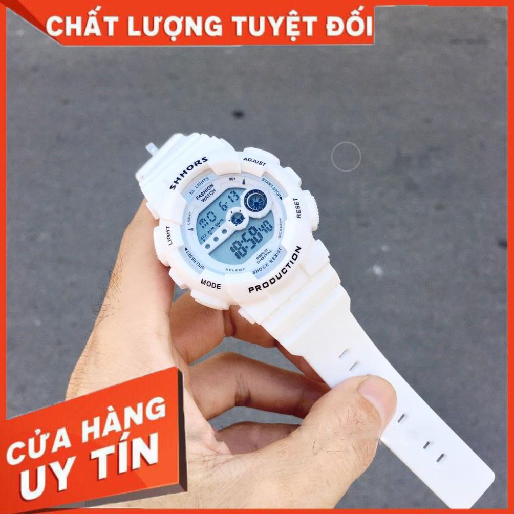 Đồng Hồ Unisex Nam Nữ Điện Tử SHHORS Dây Cao Su Phong Cách Thể Thao .