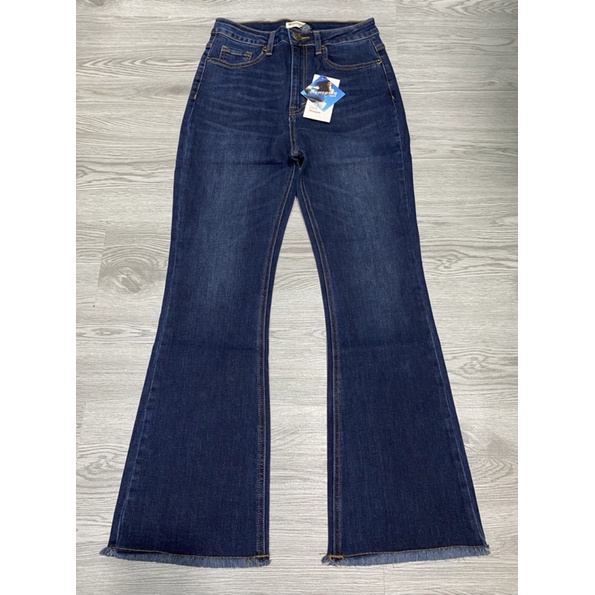 Quần jean nữ ống loe tua lai dài 91-93cm, Jean mềm mịn và co giãn mạnh