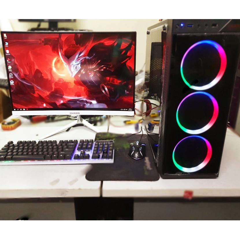 Bộ máy tính chơi Game MÀN HÌNH 27 inch CONG siêu đẹp, giá siêu tốt thùng led gaming mượt Fifa, LOL, CF, Đột kích, gata 5