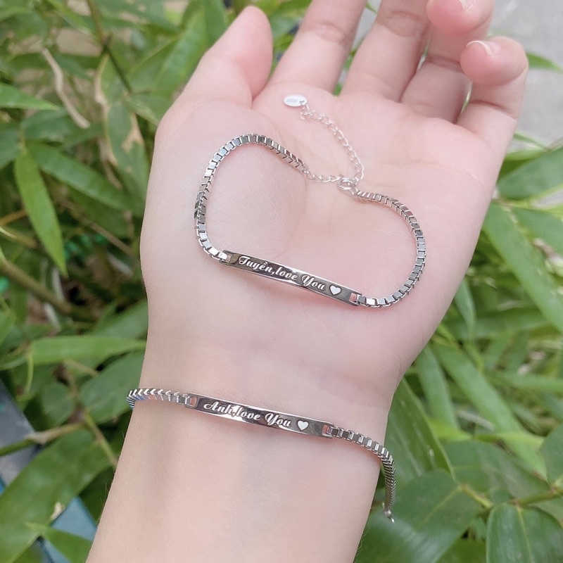 Lắc tay nữ bạc S925 Khắc chữ theo ý muốn - Lắc tay Khắc tên Bạc S925 - Vàng Bạc Khải Khải