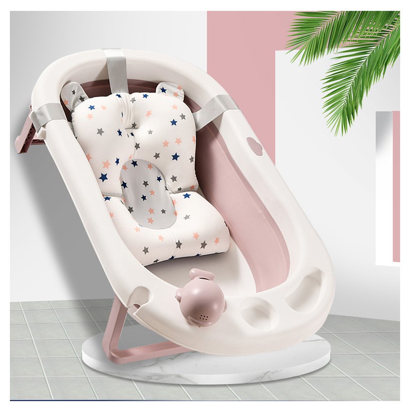 CHẬU TẮM GẤP GỌN CHO BÉ KÈM PHAO TẮM SIZE TO CHO BÉ TỪ SƠ SINH ĐẾN 8 TUỔI, Chậu tắm gấp gọn HANBEI tiết kiệm không gian