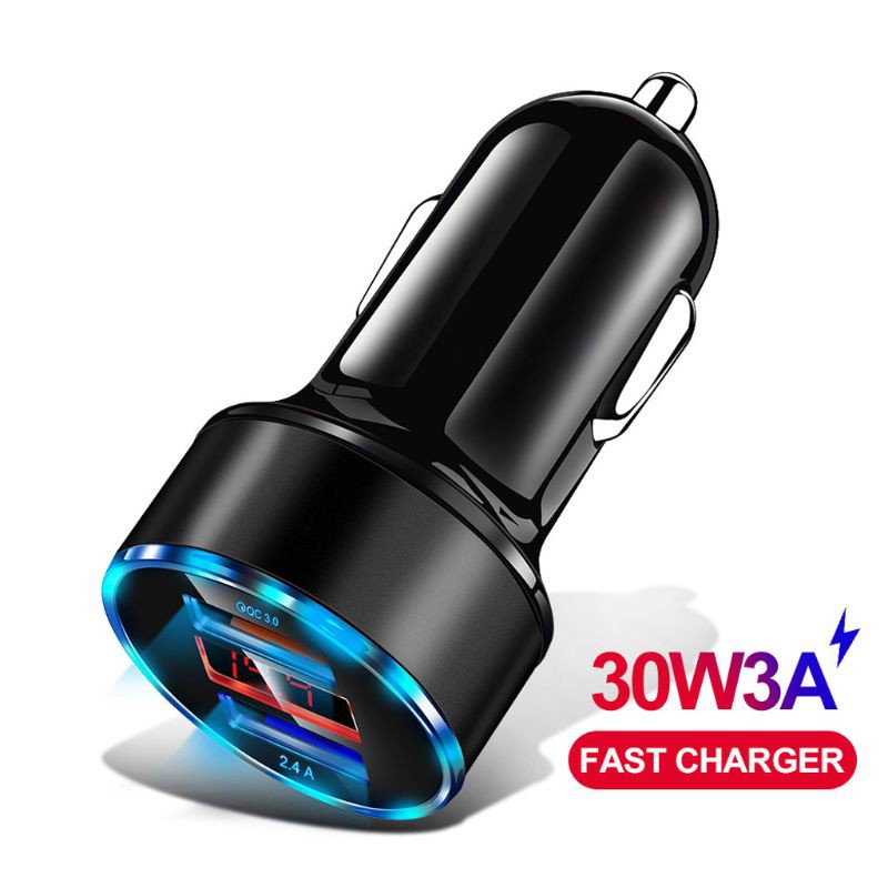 lucky* Dual USB Car Charger Aluminum Quick Charge QC3.0 Charging Adapter Mobile Phone Power Adapter for iPhone Smart Cellphones