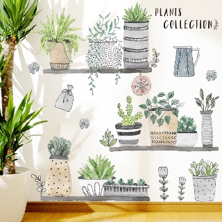 Miếng Dán Tường Trang Trí Hình Lá Cây Nhiệt Đới 3d