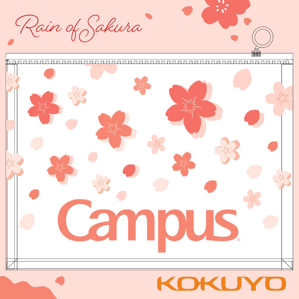 Túi Đựng Tài Liệu Có Khóa Zip Campus Rain Of Sakura A4