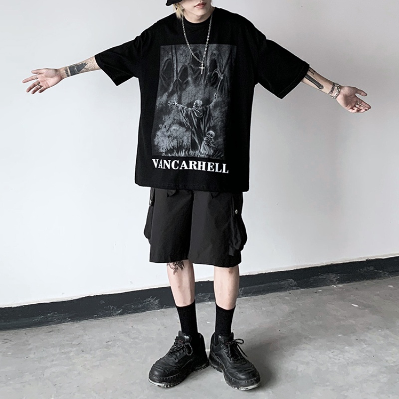 Áo thun tay ngắn cổ tròn in họa tiết độc đáo thời trang mùa hè dành cho nam size M-5Xl
