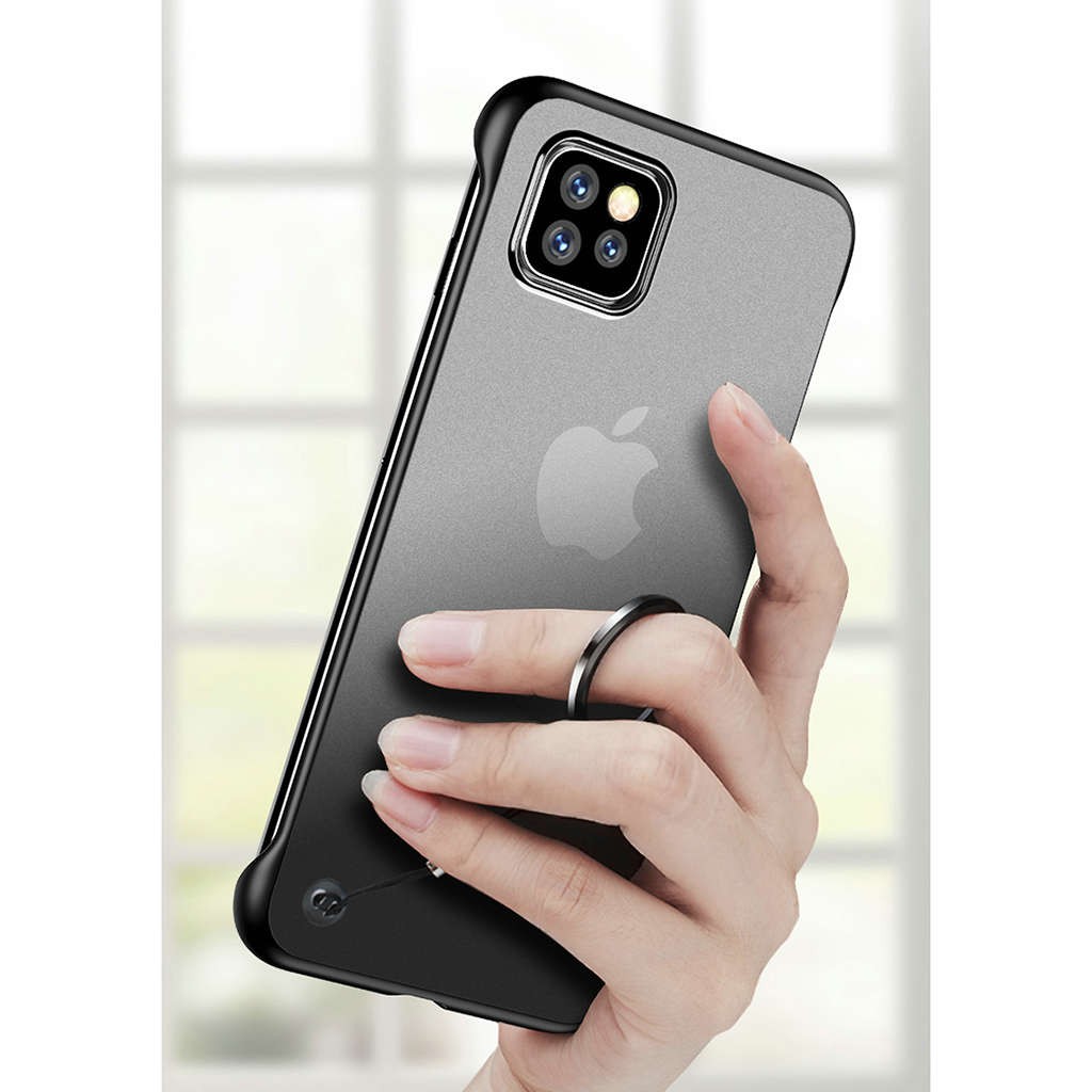 Ốp Điện Thoại Trong Suốt Không Viền Dọc Kèm Móc Xỏ Ngón Kim Loại Cho Iphone 11 2019 Iphone11 Pro Xr Xs Max X 8 7 6 6s Plus