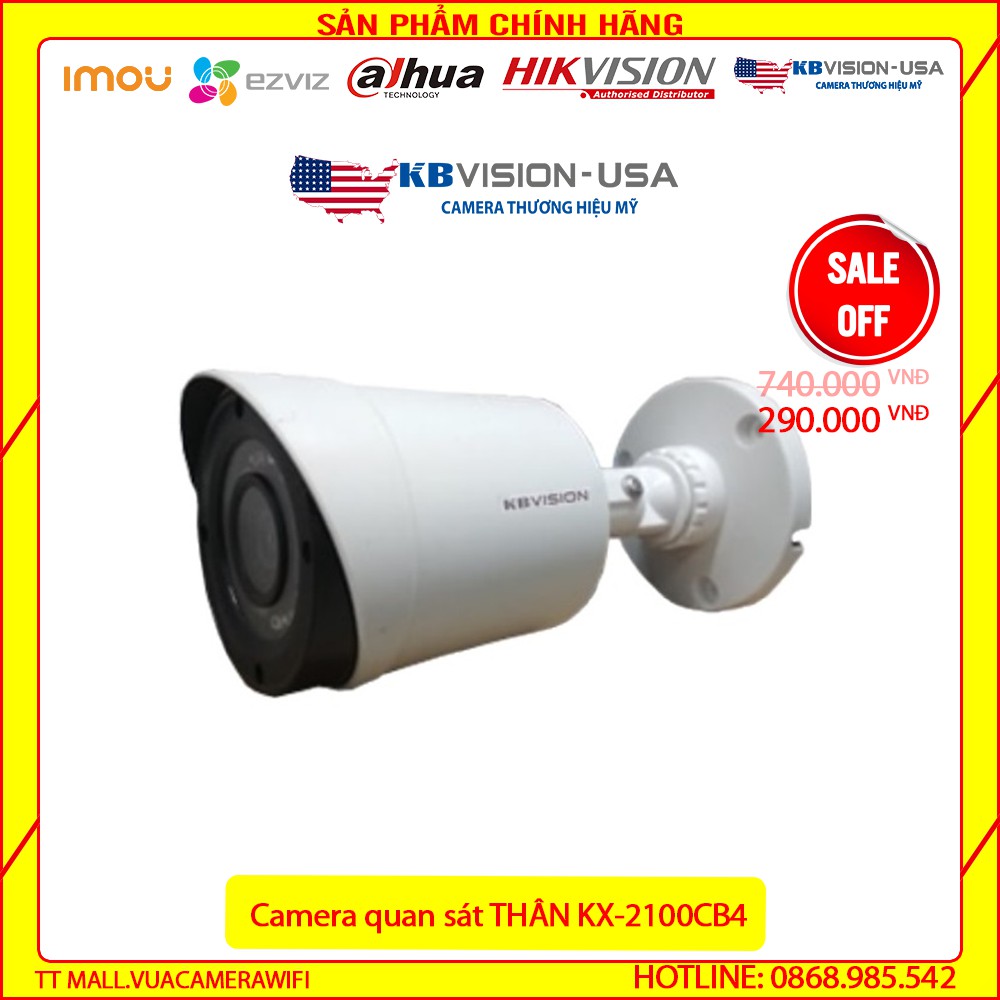 {Giá HỦY DIỆT} Camera Thân KBvision KX-A2100CB4 Full HD 2.0MP Hồng Ngoại Thương hiệu Mỹ - Bảo hành chính hãng 2 năm