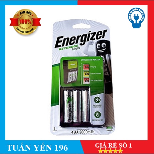 Bộ Sạc Nhanh Tự Ngắt Energizer Kèm 4 Pin AA 2000 mAh - CHVCM4