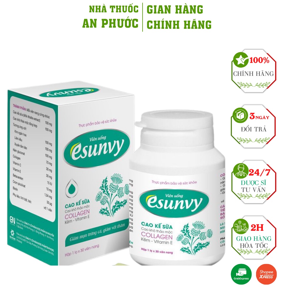 Viên uống Esunvy  ⚡ CAM KẾT CHẤT LƯỢNG ⚡ Viên uống  Giảm Mụn Trứng Cá, vết thâ.m