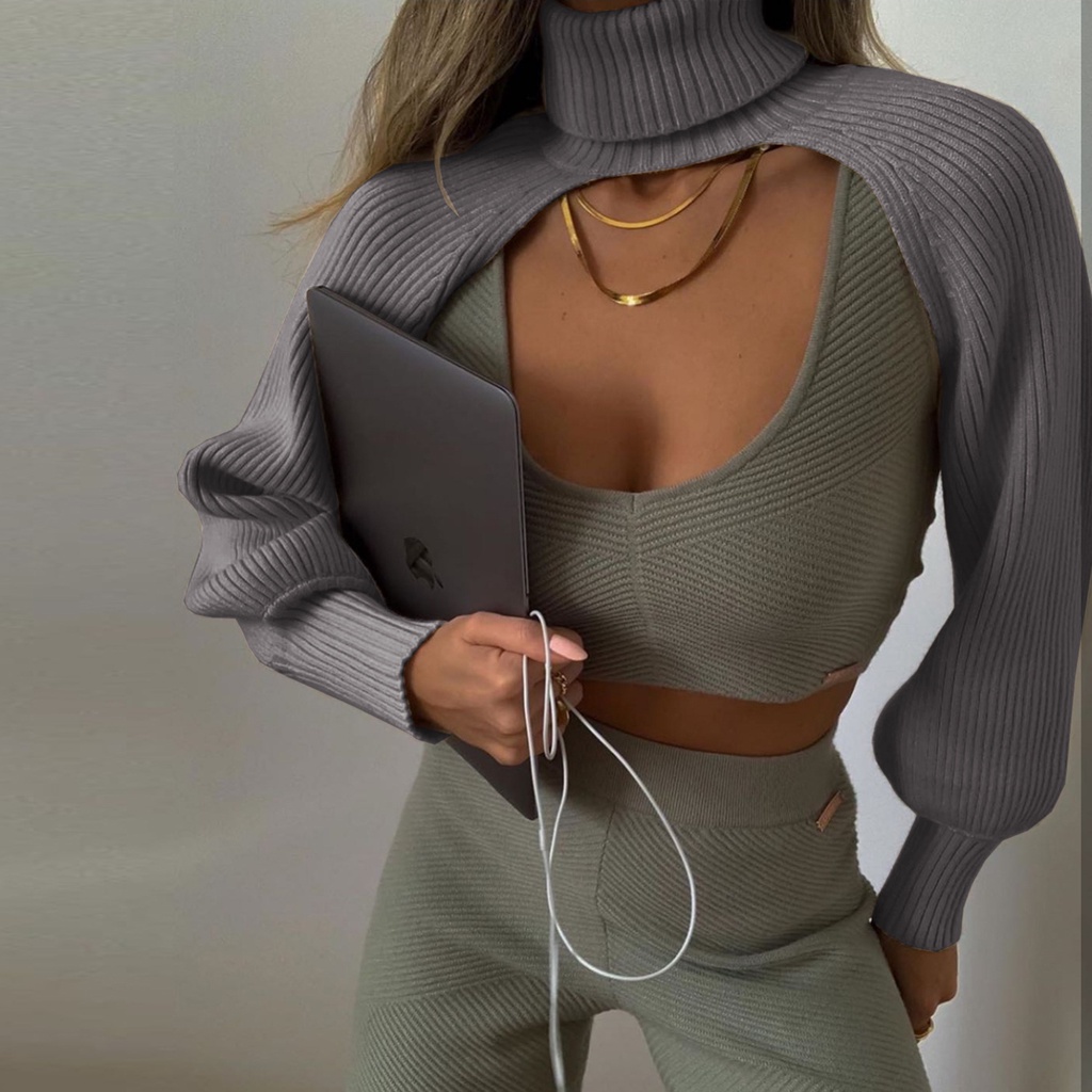 DUNEA Áo Sweater Tay Dài Chui Đầu Thiết Kế Quyến Rũ Cho Nữ