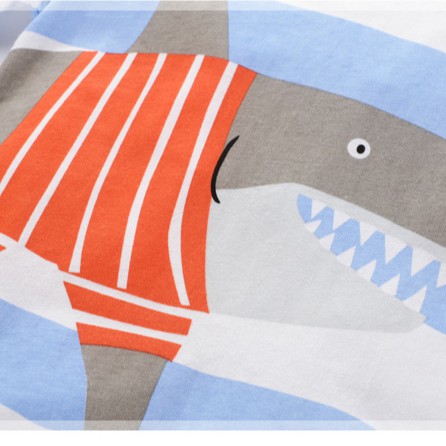 (18-25kg) Mã 51618 áo thun ngắn tay hình cá mập cho bé trai
