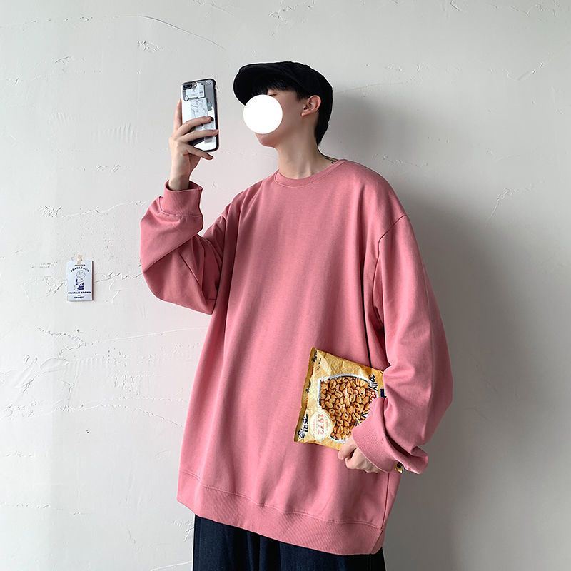 Áo thun tay dài cổ tròn màu trơn phong cách Hàn Quốc màu trơn dày dặn ấm áp size M-5XL 4XL cho nam