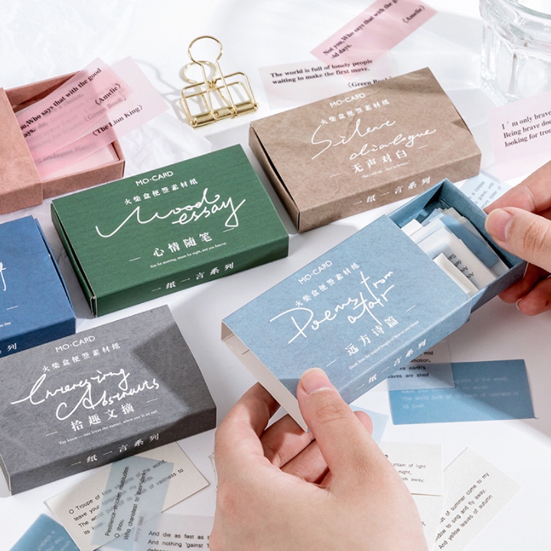 Hộp 60 tờ giấy dán trang trí sổ tay in chữ tiếng anh