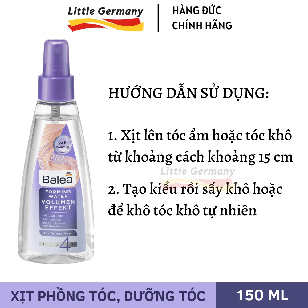 Xịt dưỡng tóc, phồng tóc và giữ nếp 24h Balea Forming Water - 150ml - Hàng Đức nội địa