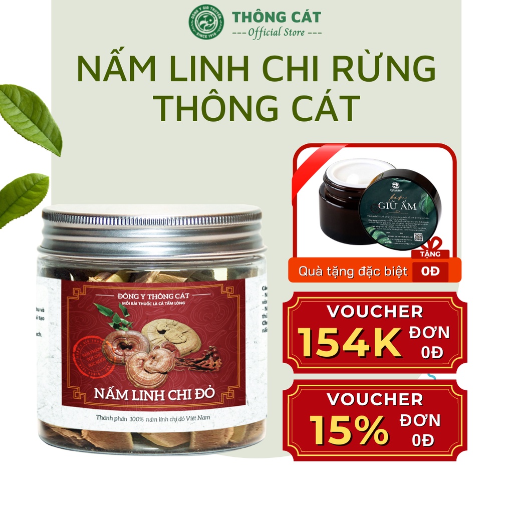 Nấm linh chi thái lát THÔNG CÁT hỗ trợ tiểu đường, ung thư, mất ngủ