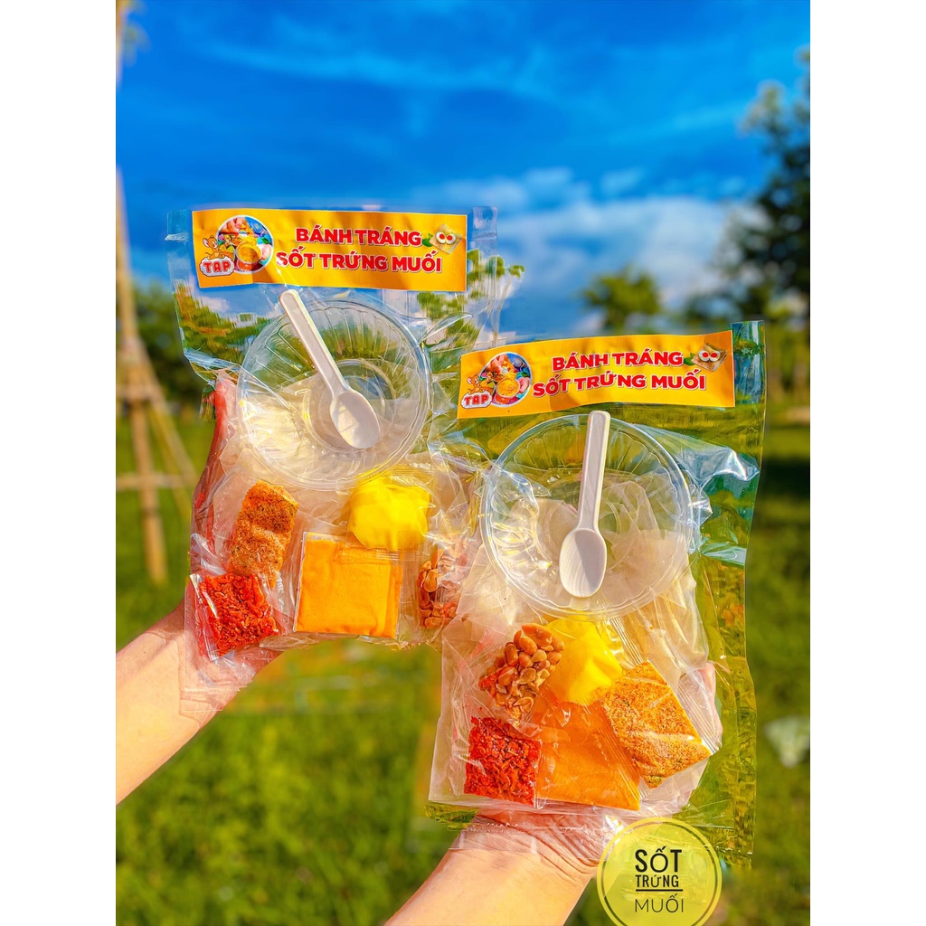 Bánh tráng phơi sương vị trứng muối chấm bơ béo ngậy hấp dẫn ngon lạ miệng kèm tắc/Snack Cô Tấm
