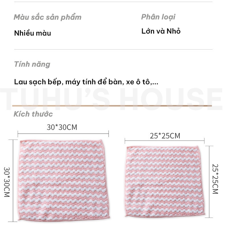 Khăn Lau Bếp Đa Năng, Khăn Lau Tay Nhà Bếp Siêu Thấm 2 Mặt Kháng Khuẩn