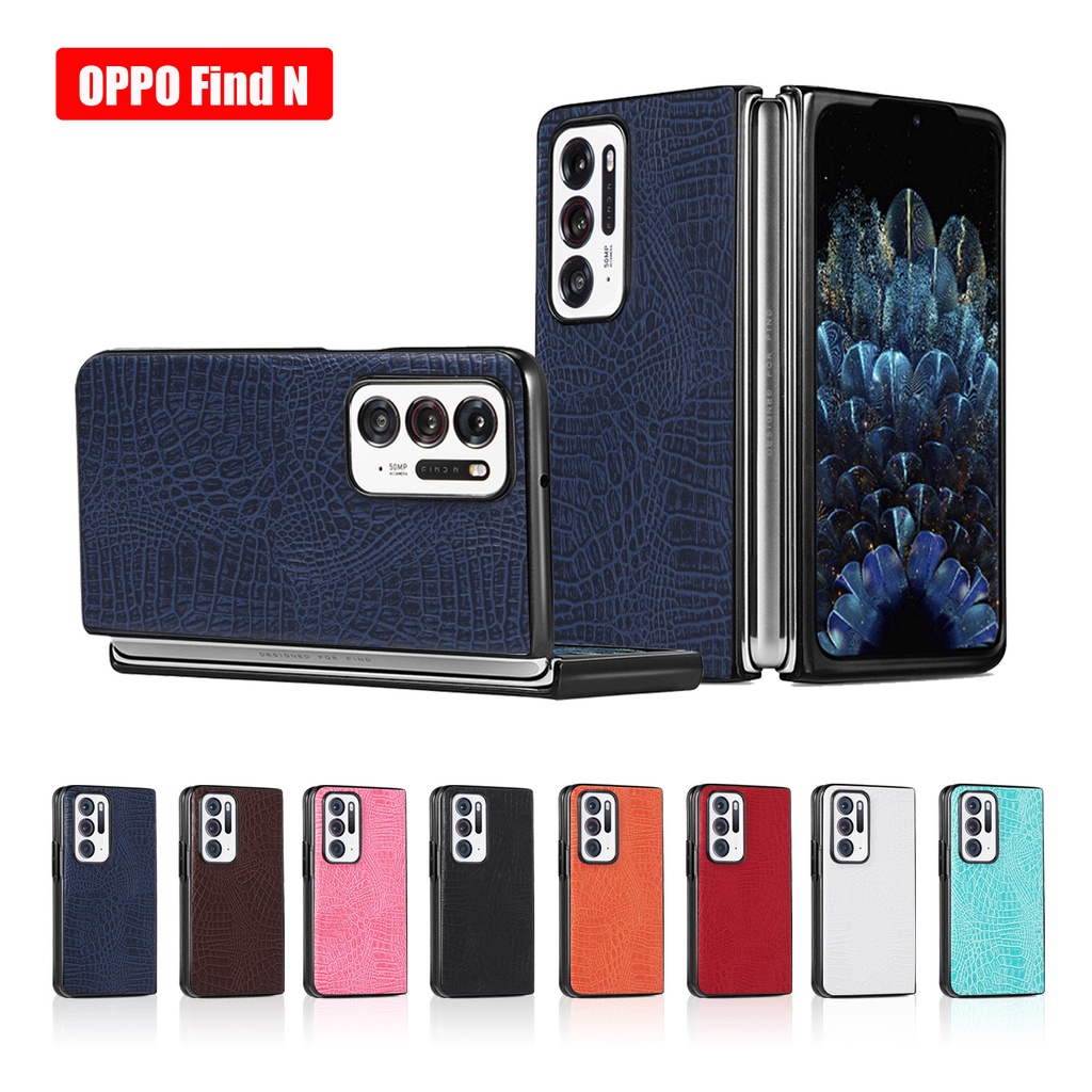 Ốp điện thoại Da PU Siêu Mỏng Họa Tiết Da Cá Sấu Cho OPPO Find N