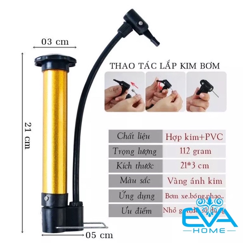 Bơm Tay Mini Cho Xe Đạp Xe Máy Loại Ống Thép Tỉnh Điện/Ống Bơm Mini Bơm Banh Bơm Bóng Tiện Lợi M863