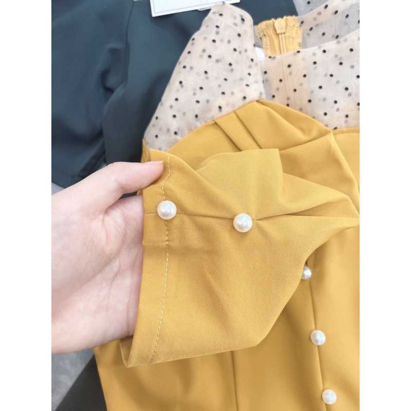 VÁY PHỐI LƯỚI CÚC NGỌC TAY BỒNG | BigBuy360 - bigbuy360.vn