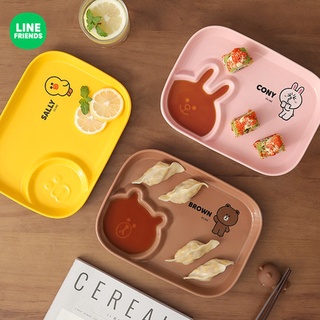 Khay đựng thức ăn Line Friends cho bé có ngăn đựng nước chấm bằng sứ cao cấp