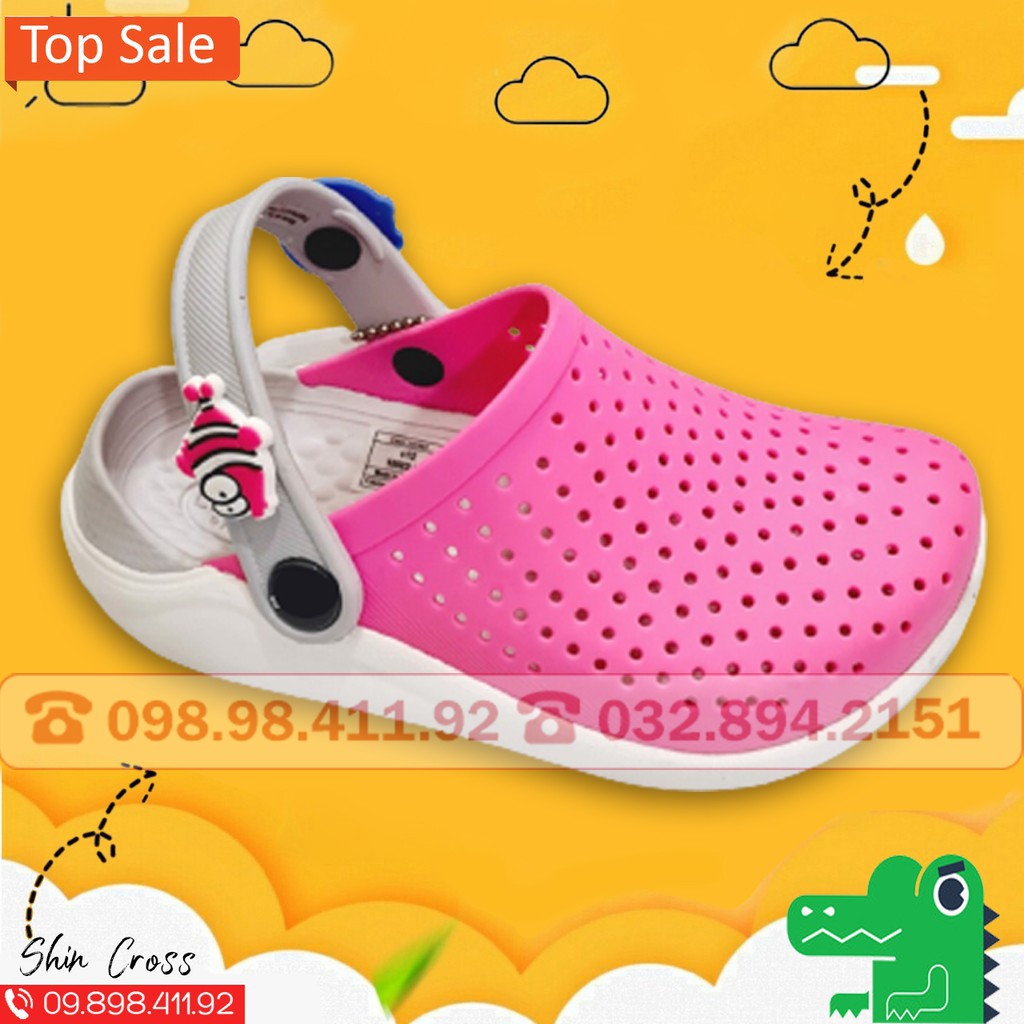 dép cross cho béFREESHIPdép cross cho bé dạng sục các màu DEPCRHJMI tặng thêm 6 sticker cross