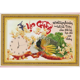 ĐH thêu chữ thập 3d Vợ chồng nghĩa nặng tình sâu - Khổng Tước < 222770 > chưa thêu