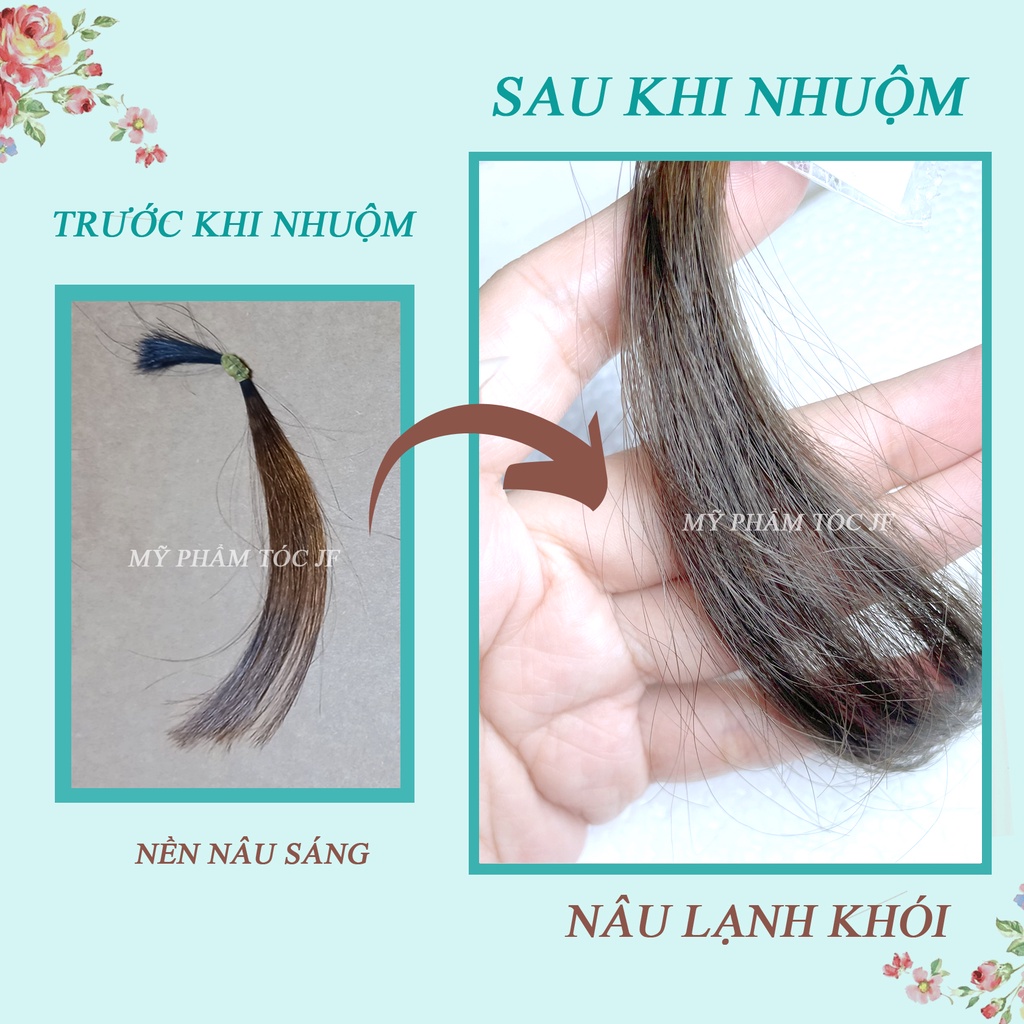 Kem Nhuộm Tóc Tại Nhà Thảo Dược Nâu Lạnh Ánh Khói- Nhuộm Từ Nền Nâu-Không Tẩy- Tặng Oxy