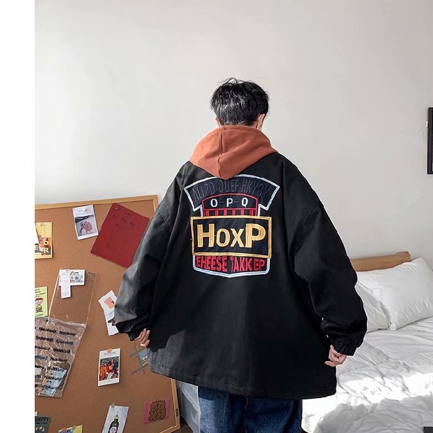 【M-5XL】Áo khoác tay dài màu trơn in họa tiết chữ cái phong cách Hàn Quốc thời trang mùa thu dành cho nam