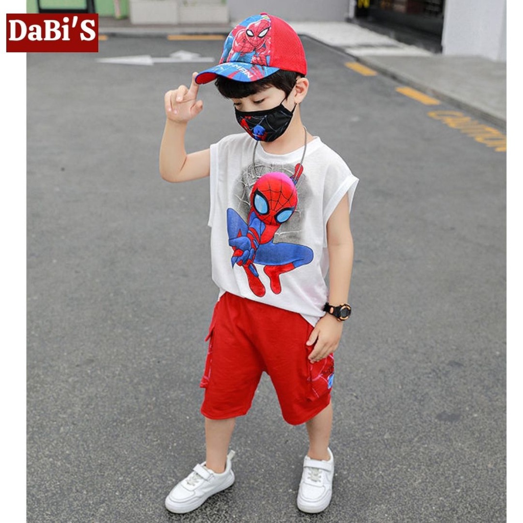 Quần áo trẻ em sát nách DaBi'S còn size 3, 4, 15, 16 bé trai thun 100% cotton hình siêu nhân người nhện Spiderman