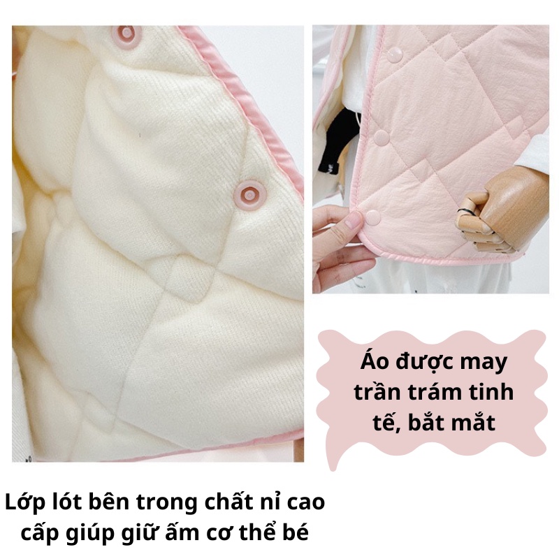 Áo ghi lê cho bé, áo ghile phao lót nỉ trần trám nhiều màu cho bé trai bé gái Xu Xu Kids size từ 8kg đến 20kg