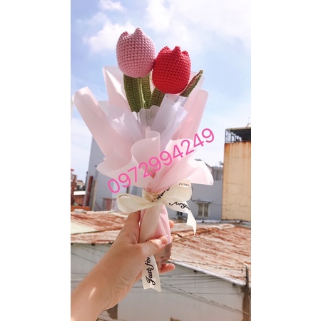 Hoa len handmade-Hoa tulip len