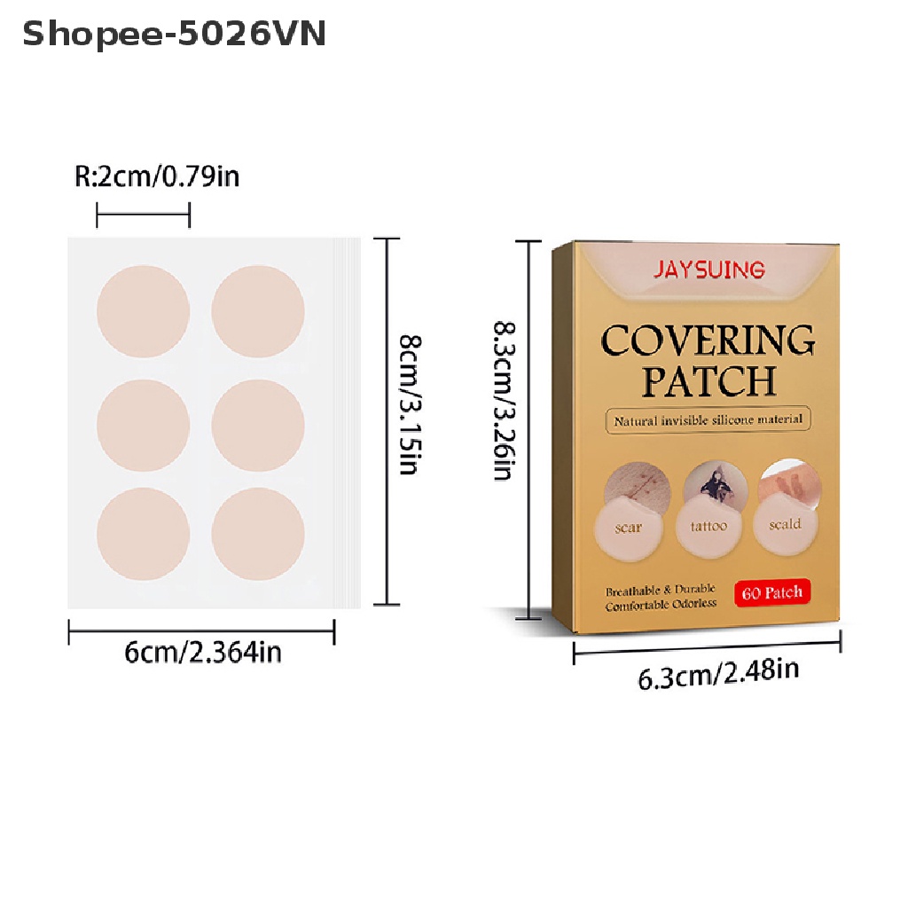 Bộ 60 Miếng Dán Che Khuyết Điểm Hình Xăm Chống Nước Che Phủ Mỏng