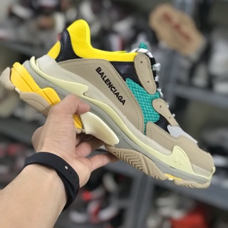 [Ảnh tự chụp + fullbox] Giầy thể thao sneaker balen triple s xanh vàng nam nữ