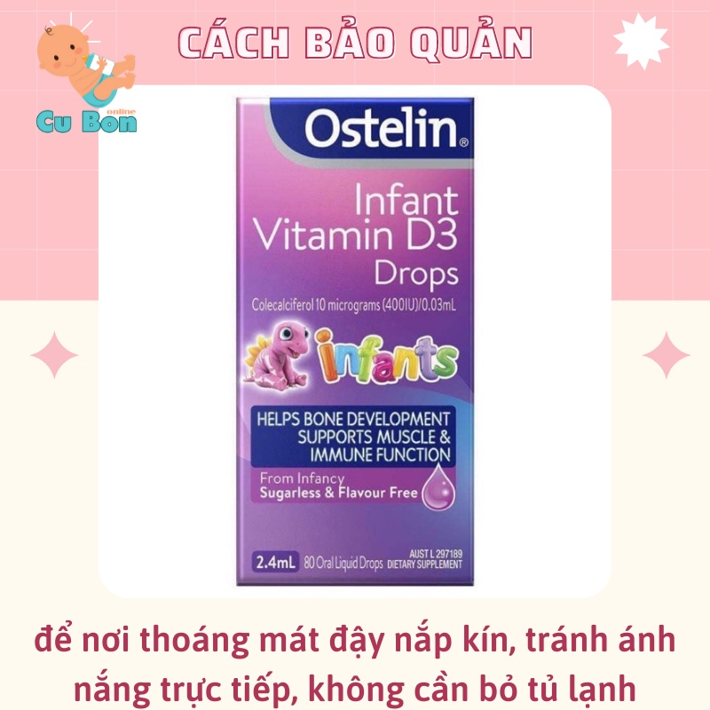 vitamin d3 cho trẻ sơ sinh Ostelin Infant vitamin d3 drops dạng giọt 2.4ml của úc cho bé từ sơ sinh đến 12 tuổi