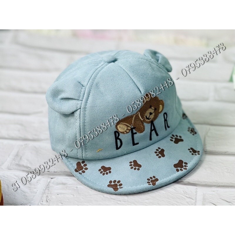 MŨ KẾT NHÍ THÊU CON GẤU CUTE DỂ THƯƠNG DÀNH CHO BÉ TỪ 6 tháng đến 3t