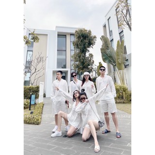 SÉT ĐŨI TRẮNG -MẶC ĐÔI MẶC NHÓM-MẶC GIA ĐÌNH ĐI CHƠI BIỂN-CHẤT ĐŨI MÁT