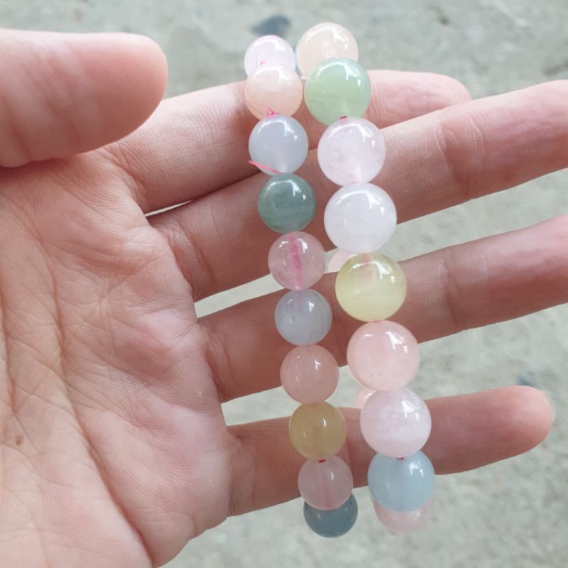 Vòng tay đá Beryl đa sắc dạng hạt nhiều size