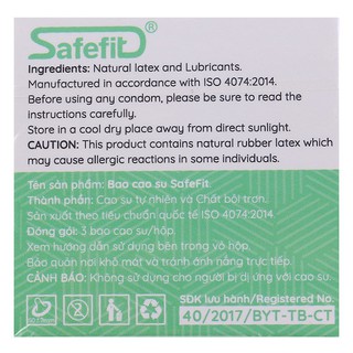 Bao cao su SafeFit Ultra Thin (hộp 3)